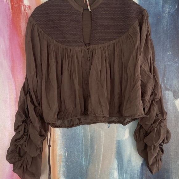 Free People FP Ballet School Pullover Brown L - Picture 7 of 9